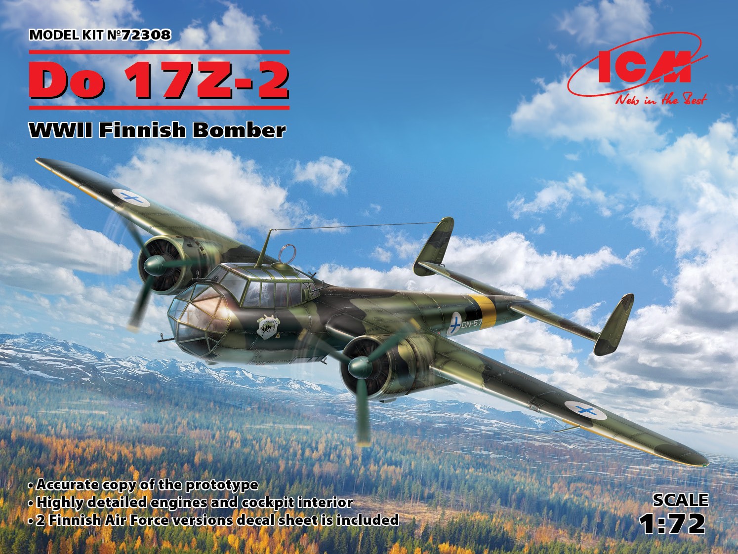 1/72 ICM 72308 Do 17Z-2, Бомбардировщик ВВС Финляндии ІІ МВ \ Do 17Z-2, WWII Finnish Bomber