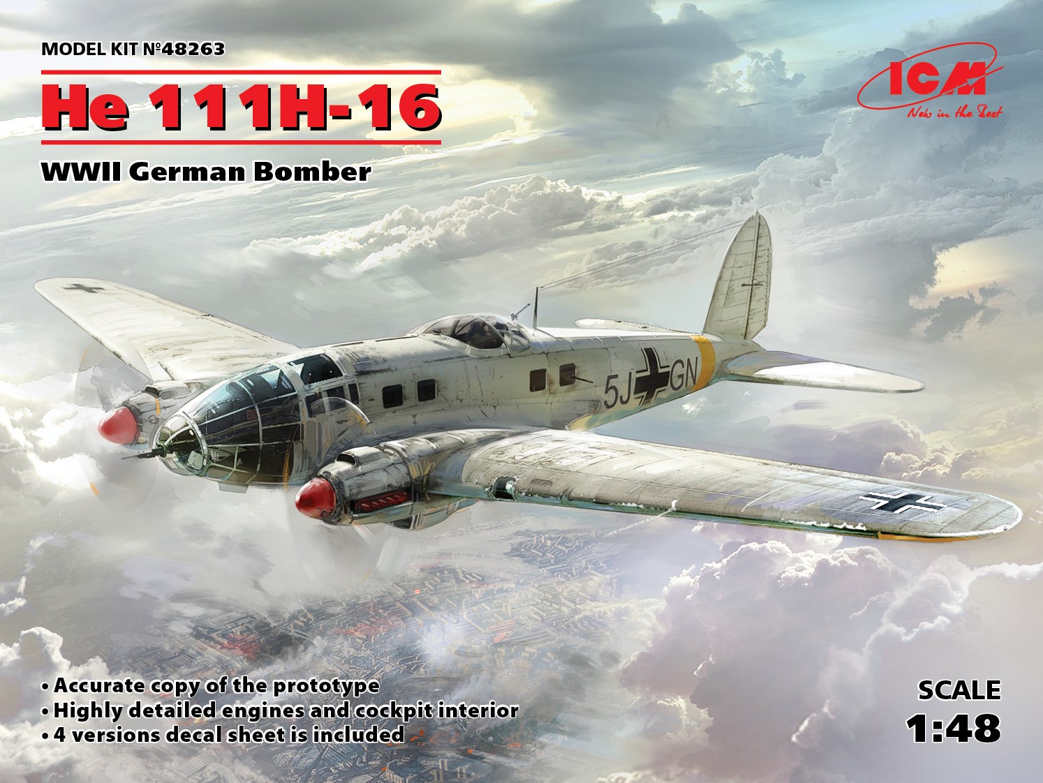 1/48 48263 He 111H-16, Германский бомбардировщик ІІ МВ \ He 111H-16, WWII German Bomber