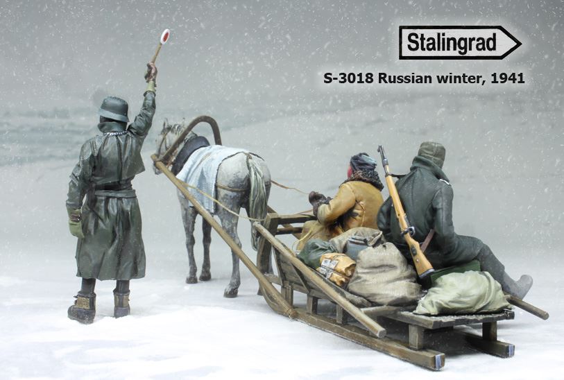 1/35 Russian winter, 1941 (three figures, horse and sledge) #3018