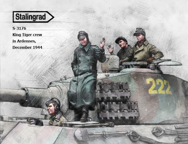 1/35 King Tiger crew in Ardennes, December 1944 (3 figures + 1 bust) # 3176