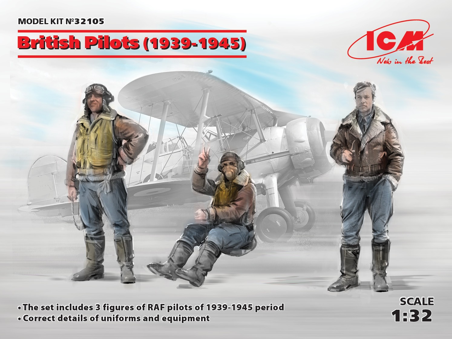 1/32 British Pilots (1939-1945) (3 figures) (100% new molds) 32105
