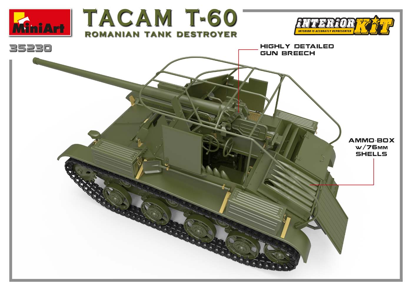 1/35 TACAM T-60 ROMANIAN TANK DESTROYER. INTERIOR KIT 35230